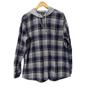Eddie Bauer Plaid Hoodie Button Down shirt size L